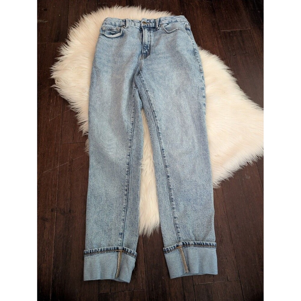 Good American Good Classic Cuffed Light Blue Boyfriend Jeans Cuffed Hem 6 / 28